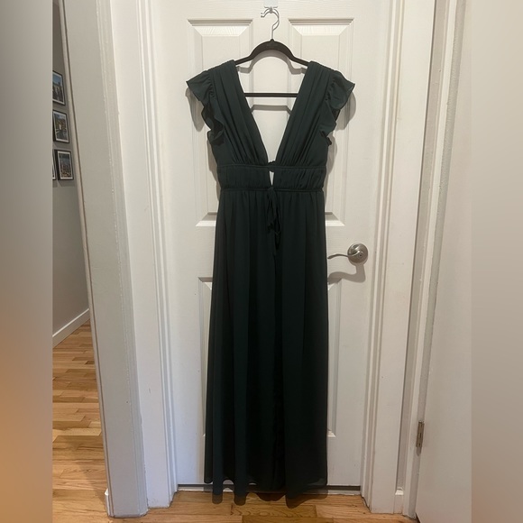Emerald Green Ruffled Maxi Dress - Picture 3 of 3